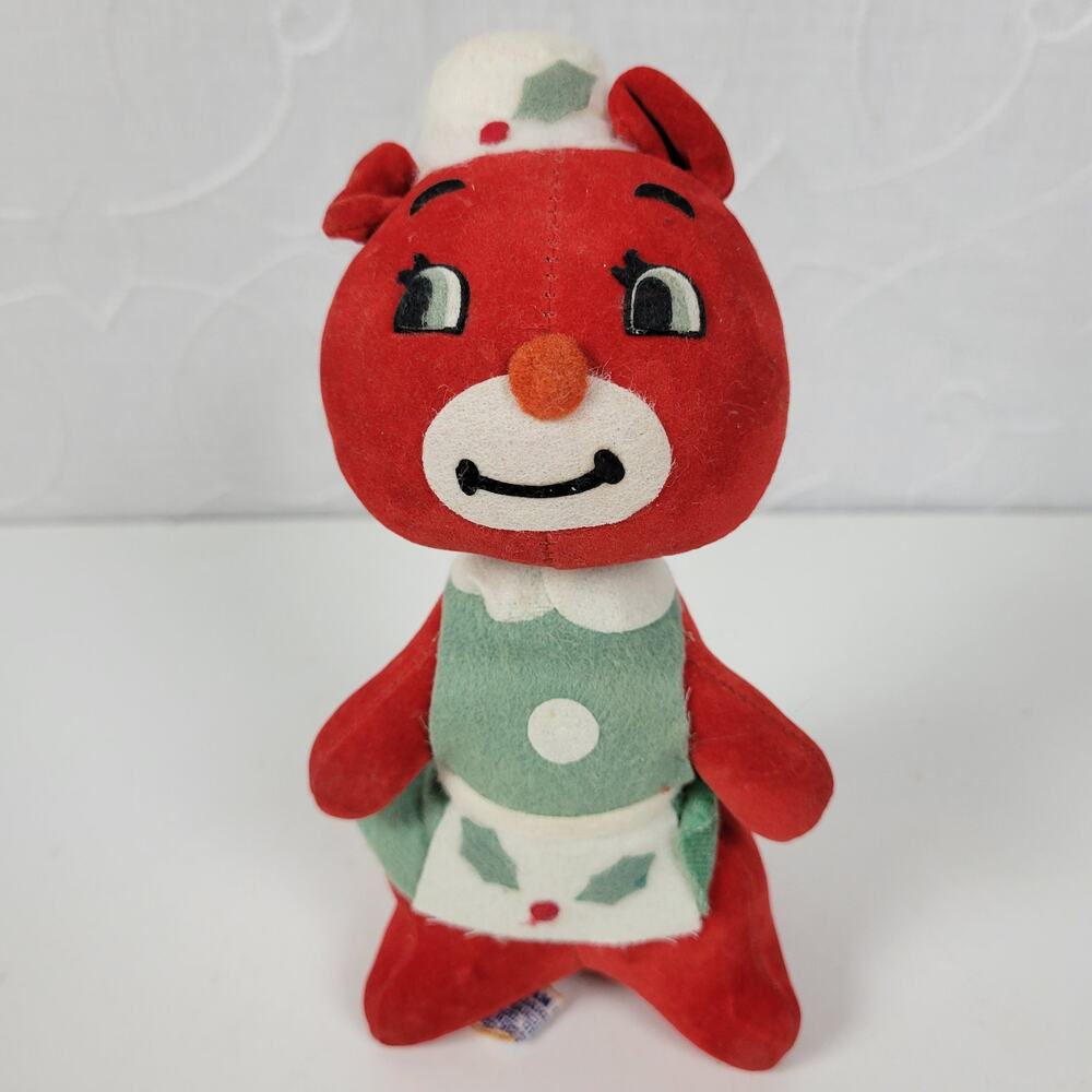 Vintage Dakin Dream Pets Red Christmas Teddy Bear 7" Plush Stuffed Animal